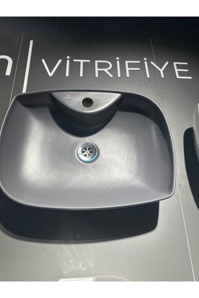 Seramiksan Dies Mat Antrasit Tezgah Üstü Çanak Lavabo 50’lik (Batarya Delikli)