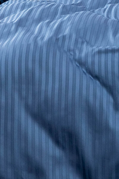 FAVORA Miora 100% Cotton Satin Double Duvet Cover Set - Blue