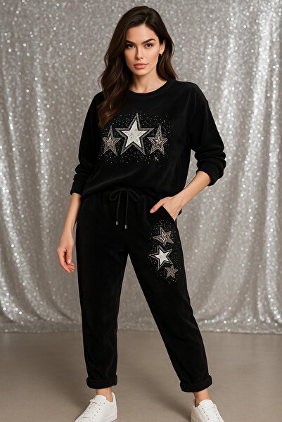 LaraLisa Crew Neck Velvet Women's Top and Bottom Set