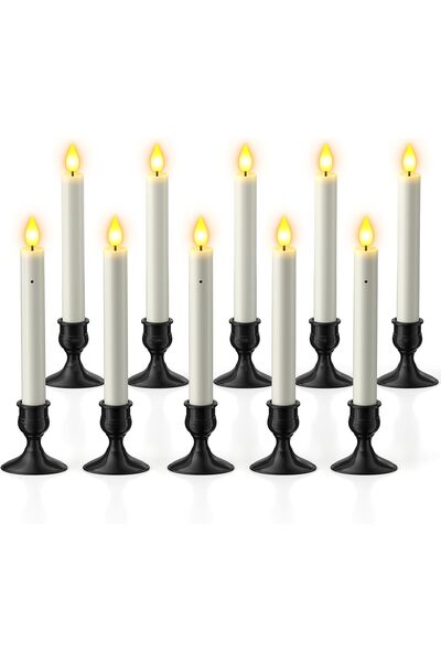 SoulBay شموع النوافذ مع مستشعر من الغسق إلى الفجر، 10 قطع من الشموع الوامضة التي تعمل بالبطارية LED