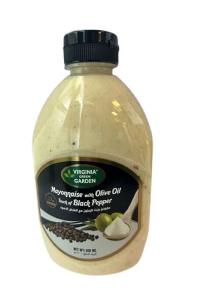 Virginia Green Garden Mayonnaise With Olve Oil Black PEPPER 500gm,(12x4pack)