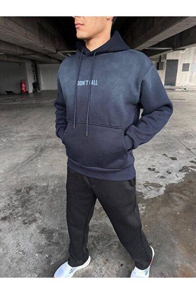 Lozstwear Siyah "Don't Fall" Baskılı Oversize Kapüşonlu Hoodie (Sweatshirt) |...