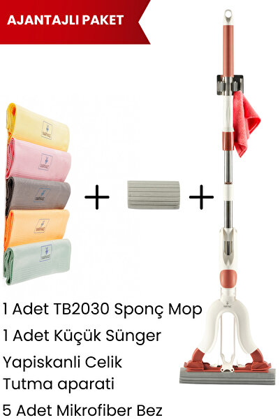 Yui TB2030 Mop Temizlik Paketi – Küçük Sihirli Sünger, Tutma Aparatı ve 5'li Bez