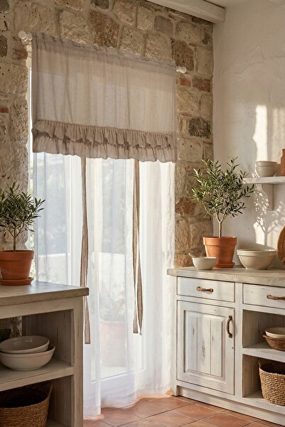 cotton maison Country Style Potlu Curtain Double Ruffle - Cornice and Rustic Compatible