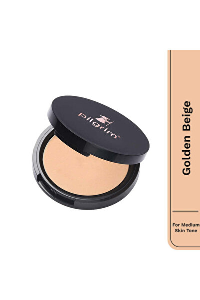 Pilgrim Golden Beige Matte Finish Compact Powder Absorbs Oil, Conceals & Gives Radiant Skin
