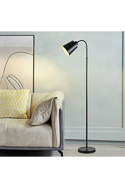 YESMAX Black Floor Lamp, Metal Hose Swivelling Head Standing Lamps, Floor Lighting, Tall Reading Lights