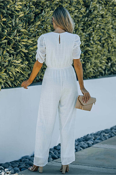 WildFashion Flowy jumpsuit with V-neck and short sleeves K837-2
