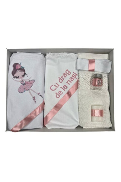 Paperla Trusou de botez, 6 piese Balerina, imprimat, roz