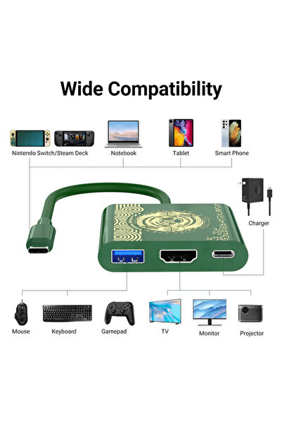 OEM USB-C to HDMI and USB TV Dock Adapter for Switch V1 / V2 and OLED with gaming model