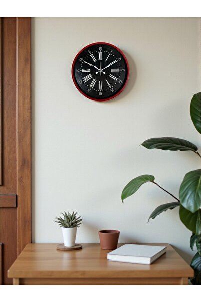 DENİSAM Zentime 36 cm Red Decorative Wall Clock