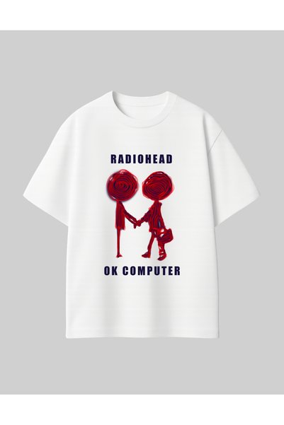 RF Studio Radiohead Ok Computer Printed 100% Cotton Unisex Oversized Rock T-Shirt Tee