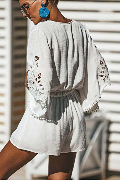 WildFashion Casual short jumpsuit with embroidery and tassels N854-2