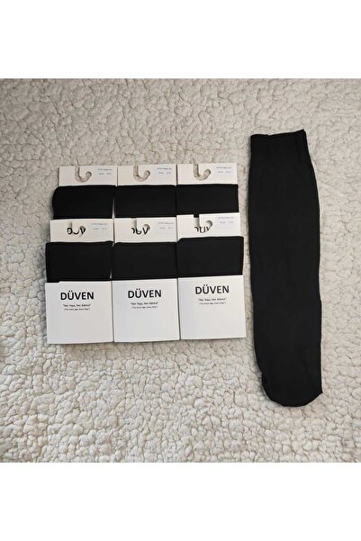 DÜVEN 6-пакет памучни чорапи до коляното, изключително меки, черни, за панталони