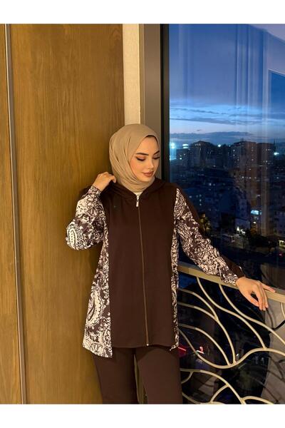 butik hira Σετ δύο τεμαχίων με φερμουάρ με έθνικ σχέδιο χιτζάμπ