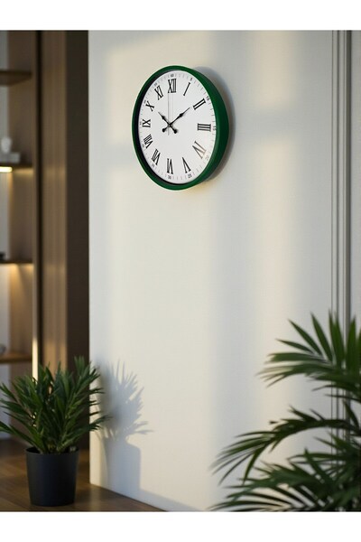 DENİSAM Zentime 36 cm Green Decorative Wall Clock