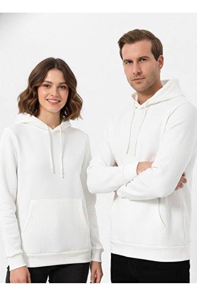 SÜVARİ supradimensionat Bumbac croială cu textura moale, cu fleece în interior basic cu glugă Alb Swea tricou