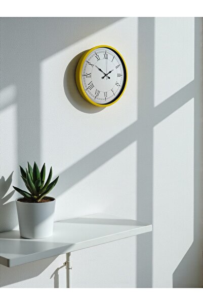 DENİSAM Zentime 36 cm Yellow Decorative Wall Clock