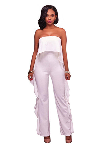WildFashion Elegant long jumpsuit accessorized with ruffles L540-2