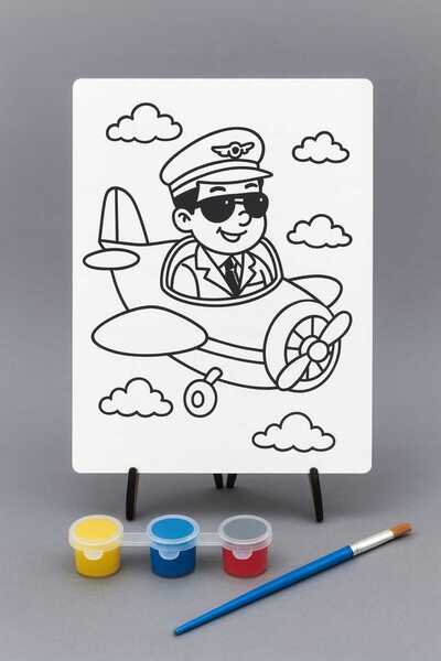 Bebek Özel Children's Wooden Paintable Desktop Model Board with Legs Model 065