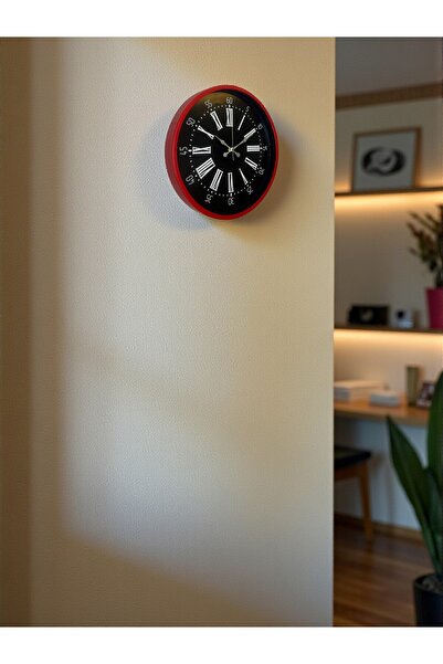 DENİSAM Zentime 36 cm Red Decorative Wall Clock