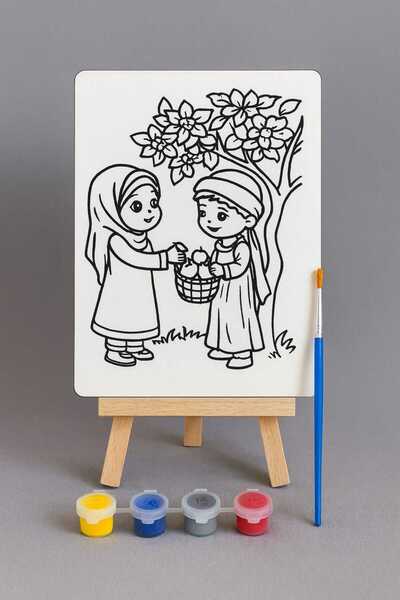 Bebek Özel Children's Wooden Paintable Desktop Model Board with Legs Model 064