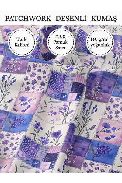 FabricMarket %100 Pamuk Saten Patchwork Kumaş – 155×100 cm – Dikiş ve DIY İçin