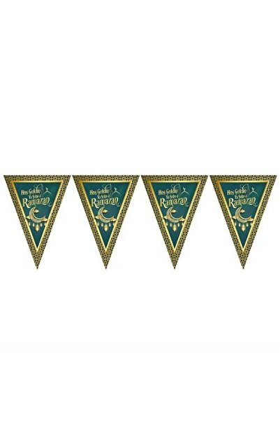 Parti Zamanı Hoşgeldin Ya Şehri Ramazan Yazılı Üçgen Flama 180 Cm 10 Bayrak R...