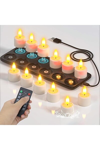 SoulBay Flameless Candles Rechargeable Magnetic Charging LED Tea Lights (12pcs)