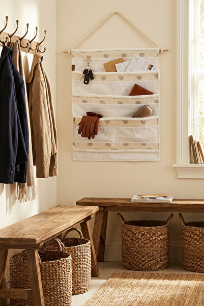 HAMUR Behind-The-Door Hanger 4-Compartment Bathroom Cabinet Organizer Children's Room Over-The-Door Wall Organizer Melis