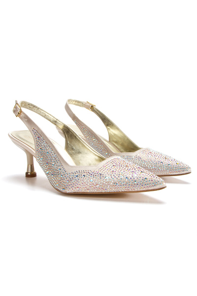 Melvoria Γυναικεία βραδινά παπούτσια με τακούνι και πέτρινη κεντητική διακόσμηση