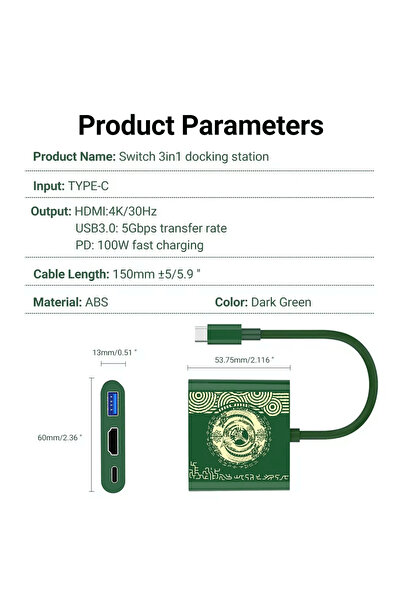 OEM USB-C to HDMI and USB TV Dock Adapter for Switch V1 / V2 and OLED with gaming model