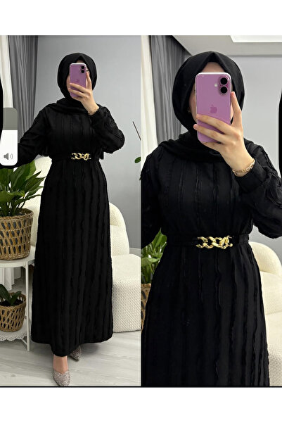 suphan tekstil ZİNCİR DETAYLI ELBİSE