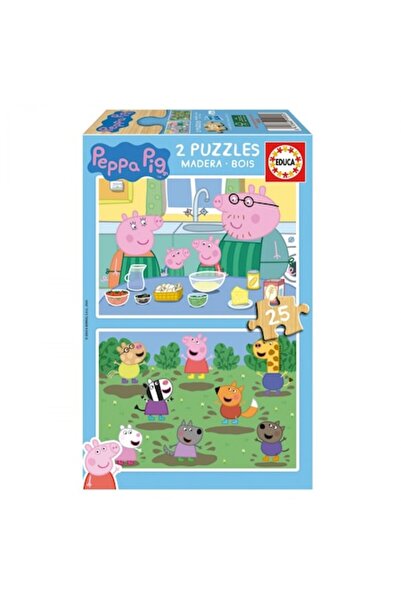 EDUCA Puzzle din lemn, Educa, Peppa Pig, 2 x 25 piese