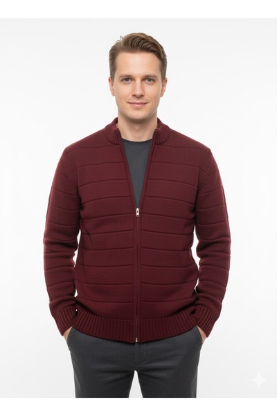 ModaPlaza Men's Zippered Cardigan 500