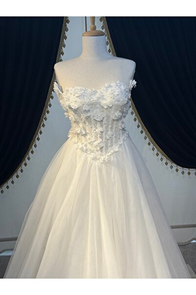 Miss Monalisa Moda Çiçekli Transparan Gelinlik