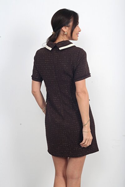 By Saygı Γυναικείο φόρεμα Biye συνδυασμός υφασμάτων κοντό σαντελάκι