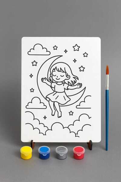 Bebek Özel Children's Wooden Paintable Desktop Model Board with Legs Model 038