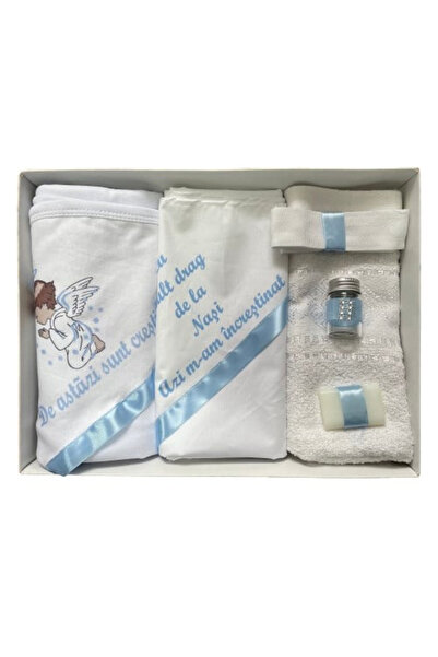 Paperla Trusou de botez, 6 piese Ingeras imprimat, bleu