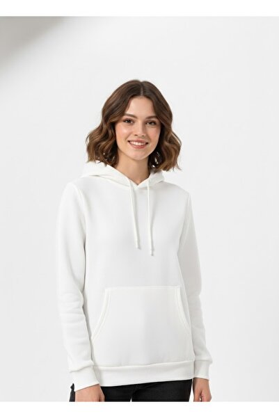 SÜVARİ supradimensionat Bumbac croială cu textura moale, cu fleece în interior basic cu glugă Alb Swea tricou