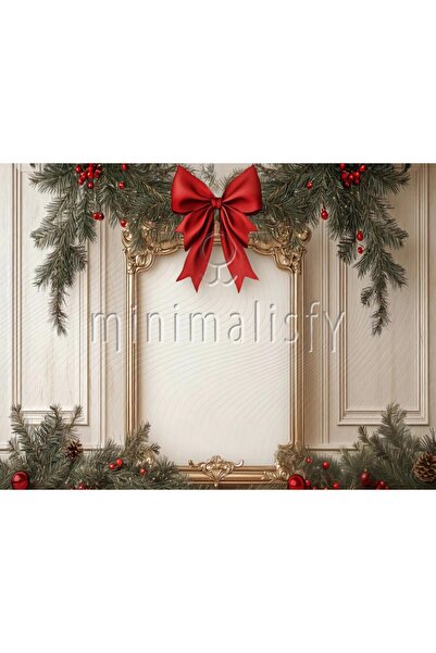 Minimalisfy Класически червен фон с панделка за Коледа 200x150см Студиен фон