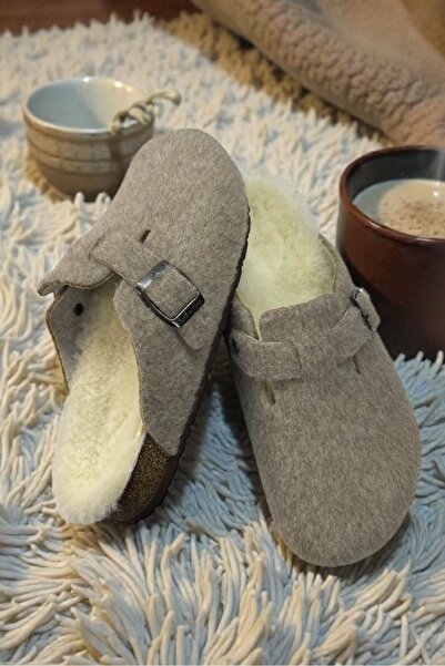 LAND OF CORK LC Talpă anatomică din plută Talpă din blană autentică Papuci unisex din pâslă cu suport pentru arc