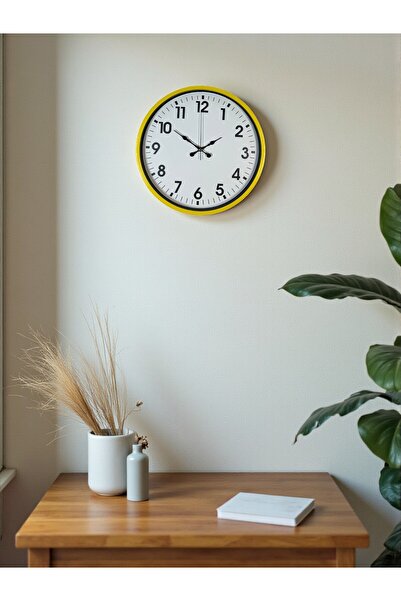 DENİSAM Zentime 36 cm Yellow Decorative Wall Clock
