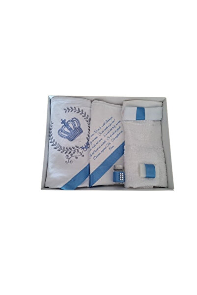 Paperla Baptism set, 6 pieces, Laurel Wreath, printed, blue