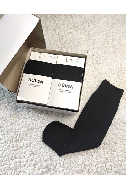 DÜVEN 12 Pieces Cotton Knee-Length Mat Extra Soft Black Trouser Socks