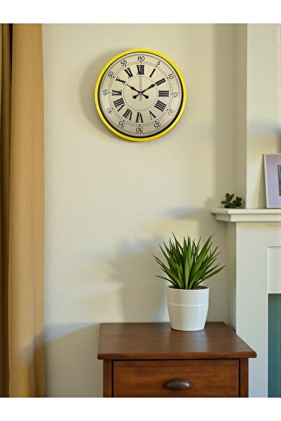 Marsilyan Zentime 36 cm Yellow Decorative Wall Clock