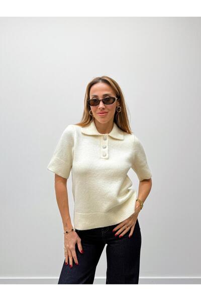 Maldia Shop Women's Lina Polo Neck Stone Cream Knitwear Sweater