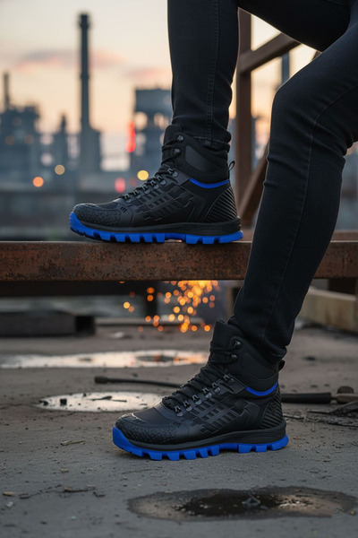 SİHİRLİ AYAKKABI +9 CM Boy Uzatan Gizli Topuk Siyah Mavi Hydro Su Geçirmez Er...