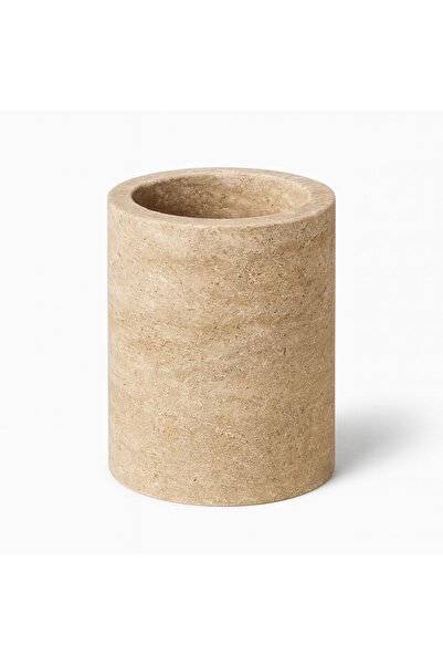 Modestmar Traverten yuvarlak Diş Fırçalık – Doğal Taş Banyo Aksesuarı