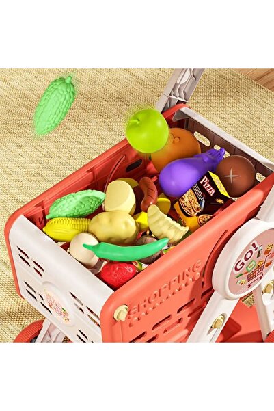 Matadi Shopping trolley with adjustable height and 30 accessories Home Supermarket Pink