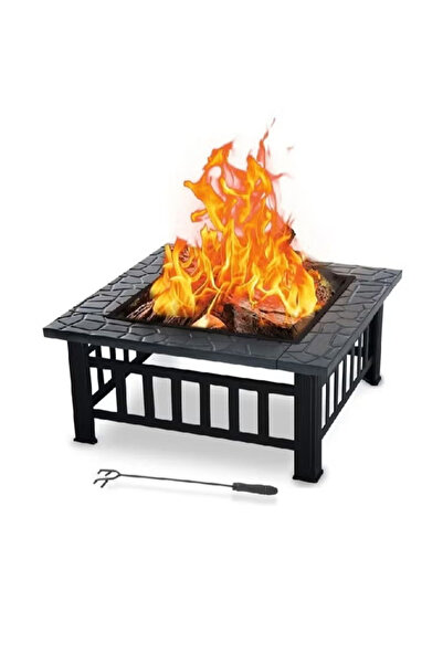 Cady One Portable fire pit with grill, black, 80x39x80 cm
